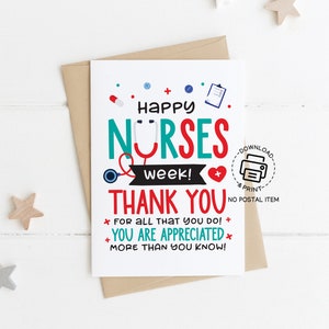 Krankenschwester Wertschätzung Karte, glückliche Krankenschwestern Woche Karte zum ausdrucken, Krankenschwester Grußkarte, danke Krankenschwester Karte, Krankenschwester Wertschätzung Geschenke