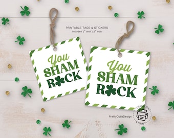 St. Patrick’s Day Gift Tags Printable, You Sham Rock Favor, Classroom Treat