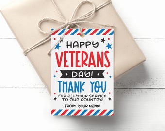 Veterans Day Gift Tags Printable: Thank You Military Service (PDF Download)