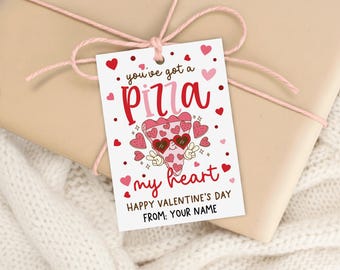 Slice Valentine Gift Tag Printable, Pizza My Heart, Favor Bag Label, Digital Download