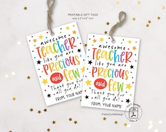 Teacher Appreciation Week Gift Tags Printable, Awesome Teacher Like You Are Precious and Few, Thank You Gift Tag, Teacher Treat Bag Tag