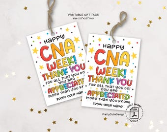 Happy CNA Week Gift Tags, Certified Nursing Assistant Appreciation Printable, Thank You Tags for CNA Gift Bags, Instant PDF, Nurse Week