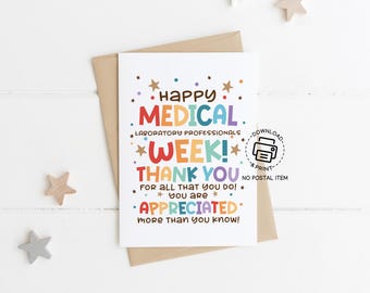 Medical Laboratory Professionals Week Printable Card, Lab Appreciation Thank You Card, Healthcare Worker Instant Download