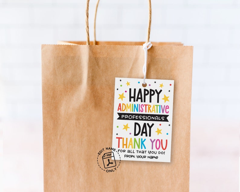 Administrative Professionals Day Tag Printable, Admin Professionals Printable Gift Tags, Administrative Day Thank You Tag, Employee Gift Tag