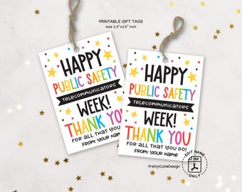 Public Safety Telecommunications Week Gift Tags Printable, Dispatcher Appreciation Tags, 911 Thank You Tags, Telecommunicator Week Labels