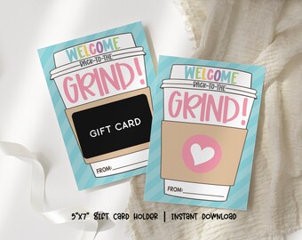 Back to School Teacher Gift Card Holder, Welcome Back to the Grind First Day of School Coffee Teacher Card Printable