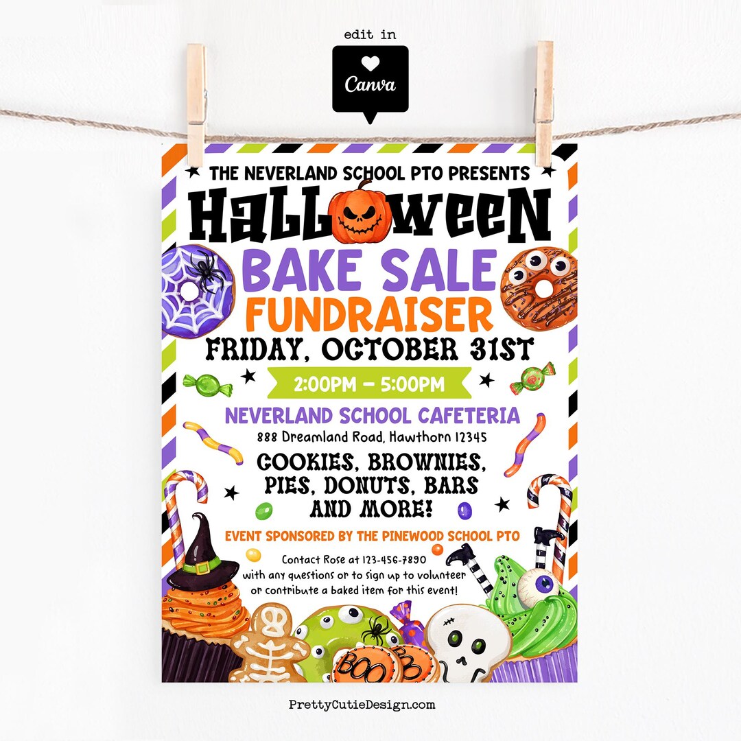 Halloween Bake Sale Flyer Editable, Spooky School Fundraiser Poster ...