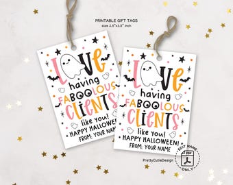 Halloween Client Gift Tags, Faboolous Treat Bag Tags (Digital Download)