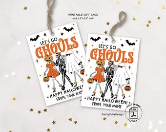 Retro Halloween Gift Tags, Let's Go Ghouls Party Favor Tags (Digital Download)