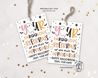 Halloween Gift Tags Printable, Faboolous Referrals Halloween Tags, Realtor Halloween Thank You Tag, Client Appreciation Tag Instant Download