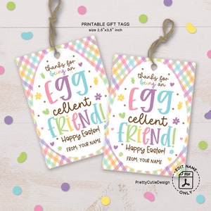 Etiqueta de presente de Páscoa para impressão, etiquetas de Páscoa Eggcellent Friend Etiquetas de presente de Páscoa, presente de sala de aula de Páscoa para amigo, etiqueta de ovos de Páscoa Egg-Cellent