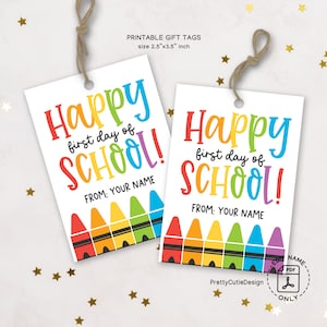 First Day of School Gift Tags: Rainbow Crayon Design (PDF Printable)