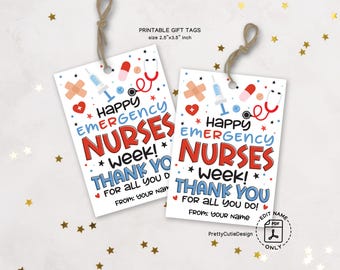 ER Nurse Appreciation Gift Tags, Thank You Printable (PDF)