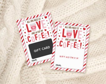 Staff Appreciation Gift Card Holder Printable, Thanks A Latte for All You Do, Employee Valentine Gift