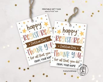Registered Dietitian Gift Tag Printable, Happy Registered Dietitian Day Favor Tag, Registered Dietitian Appreciation Thank You Card