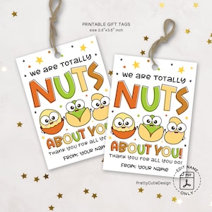 Teacher Appreciation Tag, Totally Nuts About You Thank You Gift Tags, Teacher Appreciation Week Gift Tag Printable, Nuts Gift Tag