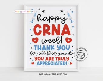 CRNA week Sign Printable, Certified Registered Nurse Anesthetist Appreciation Week Poster, Healthcare Appreciation Thank You Sign