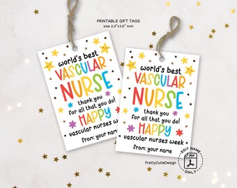 Vascular Nurse Appreciation Gift Tag: Printable Thank You Favor (Digital Download)
