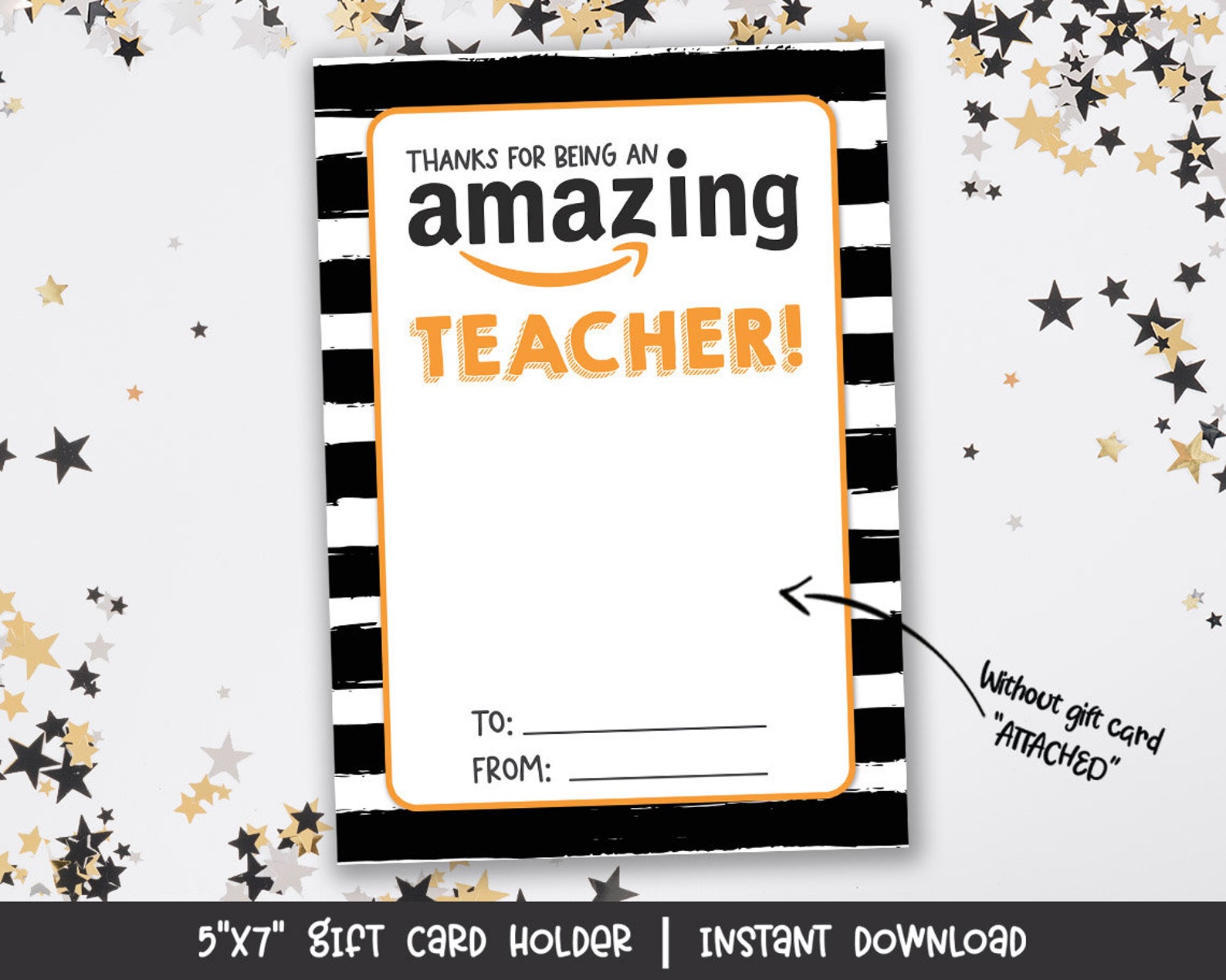Thanks For Being An Amazing Teacher Amazon Gift Card Holder Etsy