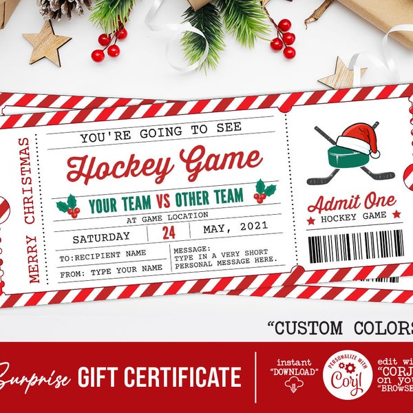 Hockey Gift Certificate Template - Etsy