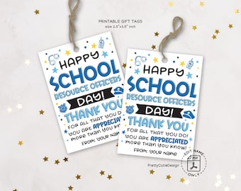 School Resource Officer Gift Tags Printable, School Safety Appreciation Thank You, PDF Download