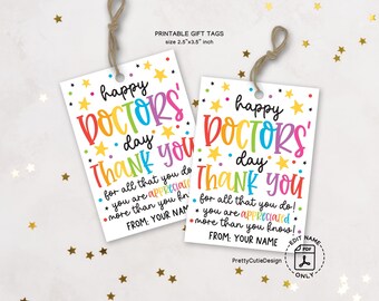 Doctor's day Gift Tags Printable, Happy National Doctor's Day Appreciation Favor Tag, Doctor's Day Thank You Treat Bag Tag Instant Download