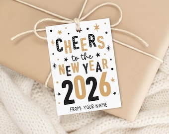 New Year Party Favor Tag Printable, Cheers Snack Bag Label 2026, Digital Download