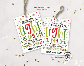 Christmas Light Gift Tag, Holiday Appreciation (Instant Download)