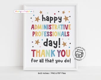 Administrative Professionals Day Sign Printable, Office Wall Art, Admin Appreciation Week Decor, Thank You Poster for Workplace