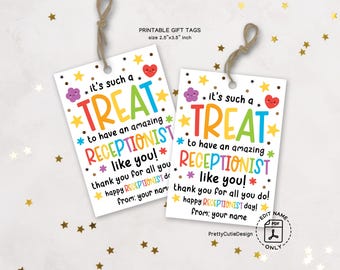Receptionist Day Gift Tag Printable, It’s Such a Treat Tag, Appreciation Gift Tag for Staff, Office Thanks, Instant Download PDF