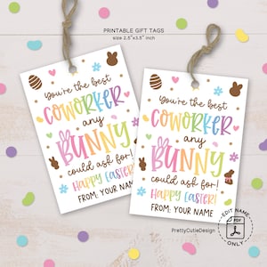 Étiquettes-cadeau imprimables de Joyeuses Pâques, étiquette-cadeau de collègue de lapin de Pâques, étiquette d'appréciation de collègue de Pâques de merci, étiquettes de faveur de Pâques
