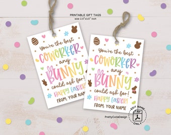 Happy Easter Printable Gift Tags, Easter Bunny Coworker Gift Tag, Thank You Easter Co-Worker Appreciation Tag, Easter Favor Tags