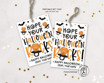 Halloween Rocks Gift Tags, Printable Candy Bag Labels (PDF)