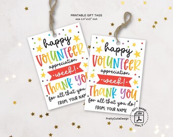 Volunteer Appreciation Week Gift Tags Printable, National School Volunteer Week Thank You Tags, Instant Download for Staff & Classroom Gifts