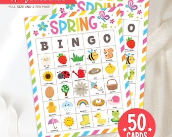 Spring Bingo Cards Printable, Spring Classroom Game, Easter Party Activity for Kids, Spring Break Game for Students, Instant Download