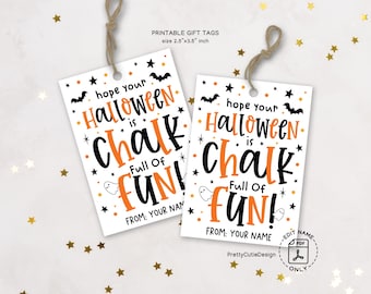 Halloween Gift Tags Printable, Chalk Full of Fun (Digital Download)