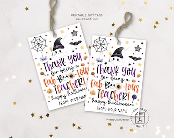 Teacher Halloween Gift Tags, Fab-Boo-Lous Design (Digital Download)