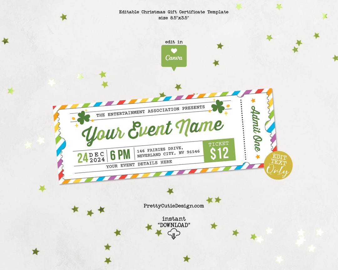 St Patricks Day Event Ticket Template, Event Ticket Design, Raffle ...