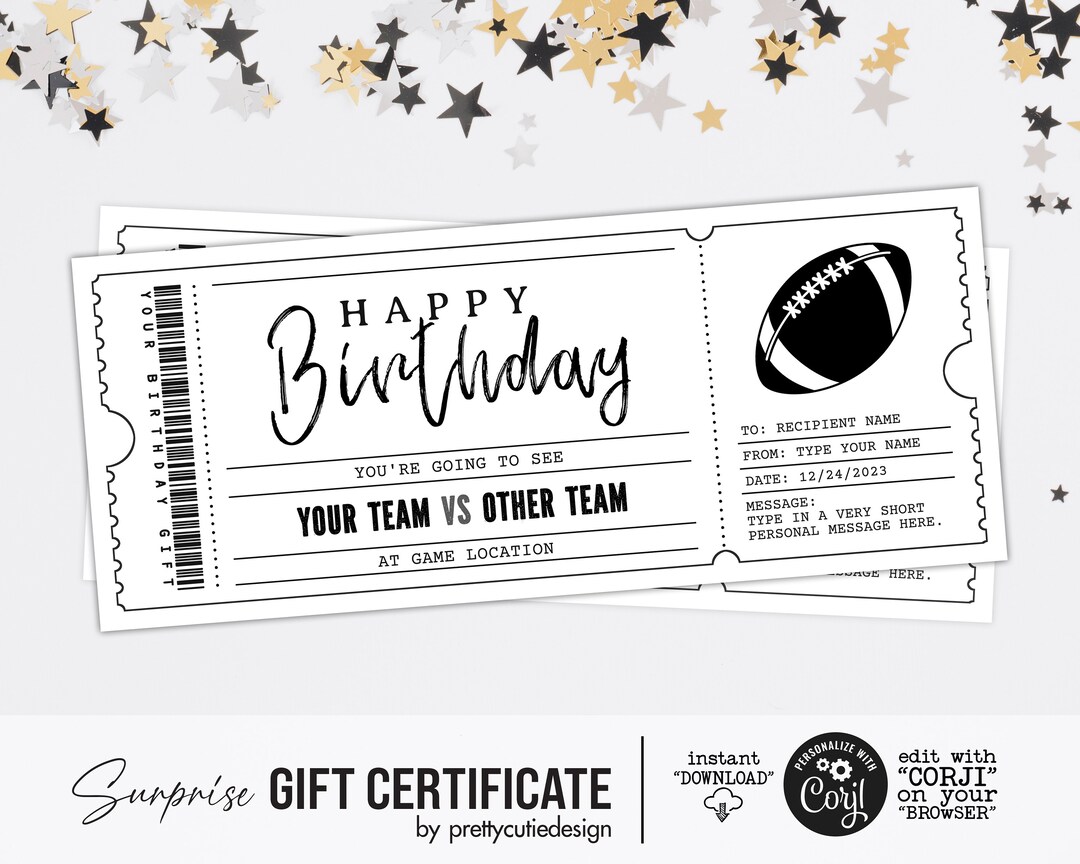 Surprise Football Game Gift Ticket, Surprise Ticket to the Football
