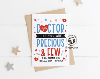 Doctor’s Day Printable Card, Thank You Doctor Greeting Card, Doctor Appreciation Gift, Instant Download Medical Card
