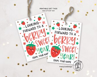 First Day of School Tags Printable, Back to School Goodie Bag Tags, Berry Sweet Theme Favor Tag, Teacher Welcome Tags, Student Treat Bag Tag