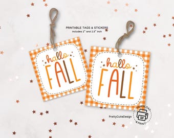 Thanksgiving gift Tags Printable, Hello Fall Favor Tags for Teachers, Coworkers, Classroom Gifts