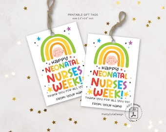 Neonatal Nurse Appreciation Gift Tags, Rainbow Baby Design (Instant Download)