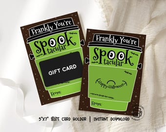 Halloween Gift Card Holder Printable, Frankenstein Spooktacular Gift Tag, Funny Halloween Appreciation Card, Card Holder Instant Download