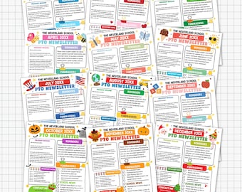 PTA PTO Monthly Newsletter Flyer Bundle Template for Parent Updates | Editable Canva | Instant Download