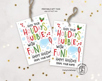 Bubble Wand Gift Tags, Holidays Bubble With Fun Printable, Kids Favors