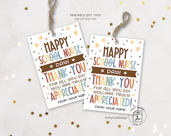 School Nurse Day Gift Tag Printable, Thank You School Nurse Appreciation Tag, Nurse Gift Bag Tag, Instant Download, School Nurse Thank You