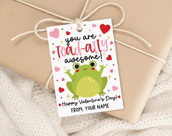 Frog Valentine Gift Tag Printable, You Are Toad-Ally Awesome, Treat Bag Label, Digital Download