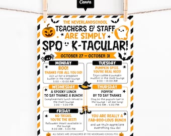 Teacher Halloween Appreciation Week Poster: Editable Canva Template (Digital Download)