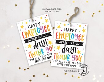 Employee Appreciation Day Gift Tag, Thank You Employee Printable Gift Tag, Employee Recognition Goody Bag Tag, Employee Treat Bag Tags